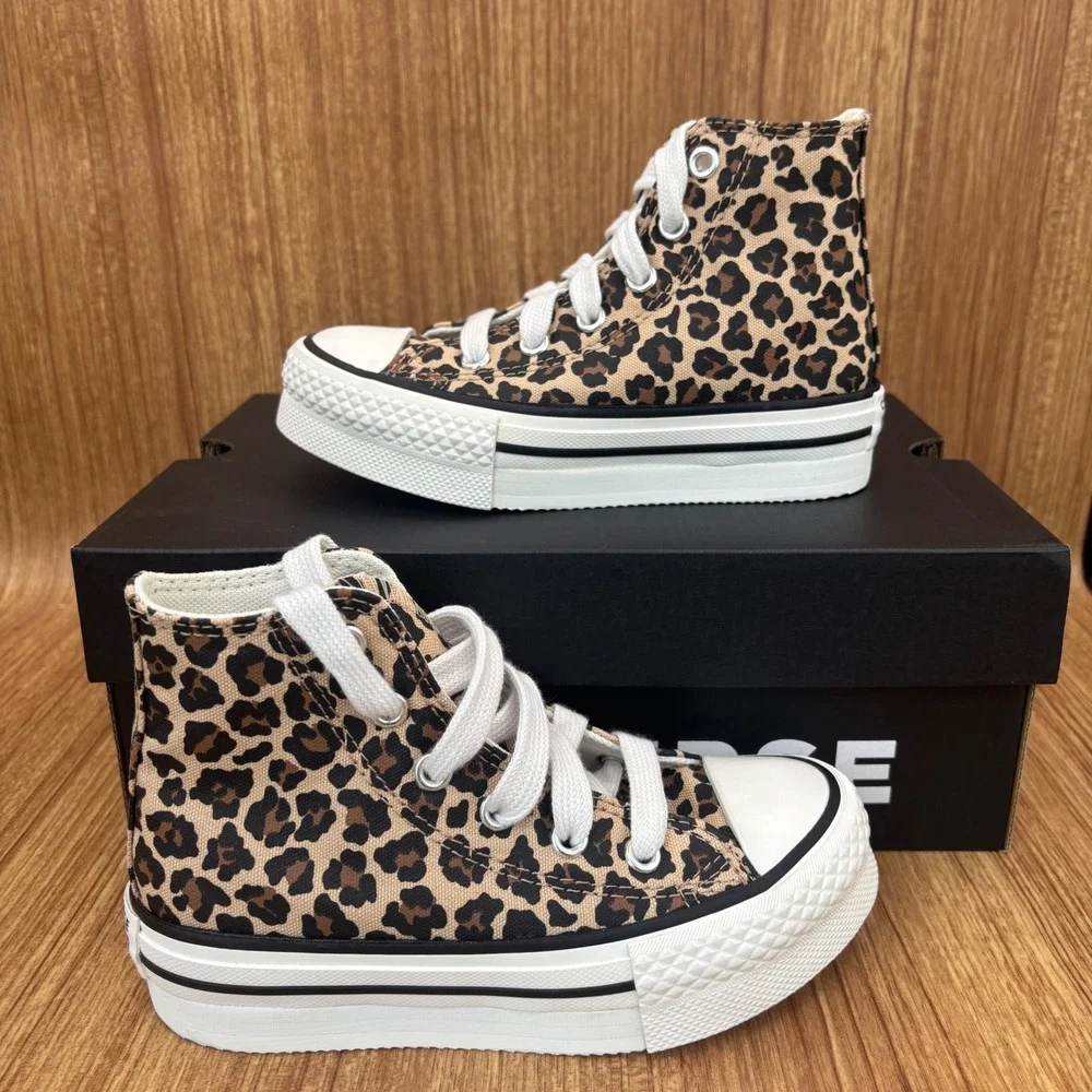 Converse CTAS EVA Lift Hi Youth 11 Leopard Print New Platform Sneakers NEW